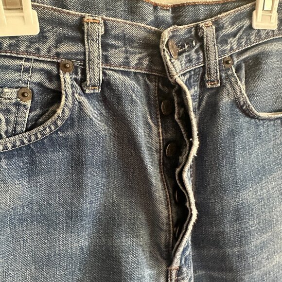 Levi Raw Hem Side Slit Denim Shorts - Picture 3 of 5